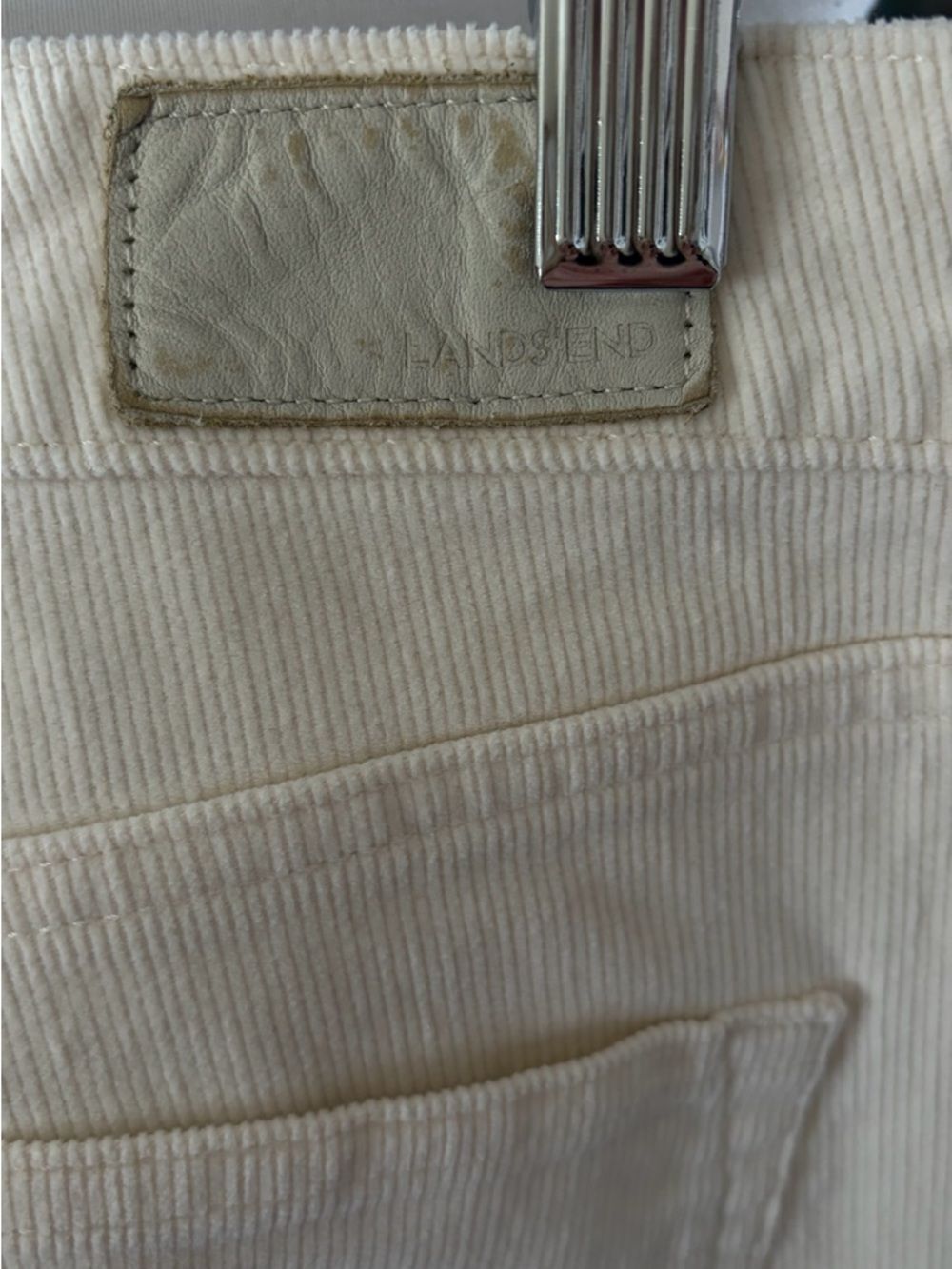Lands’ End Mid Rise Straight Leg Corduroy Pants, ivory, size 8. - Picture 7 of 10